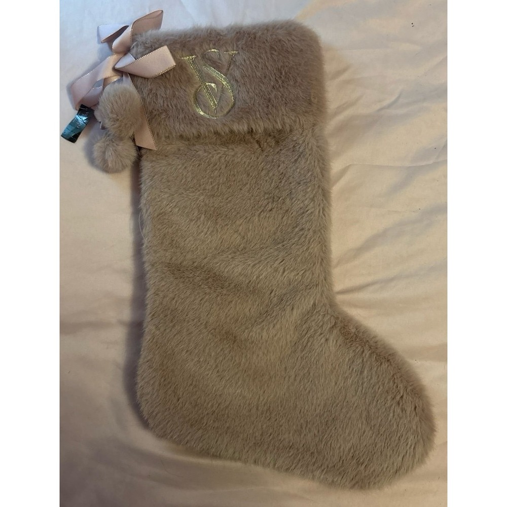 NEW Victoria's Secret Holiday 2024 Blush Pink Faux Fur Stocking